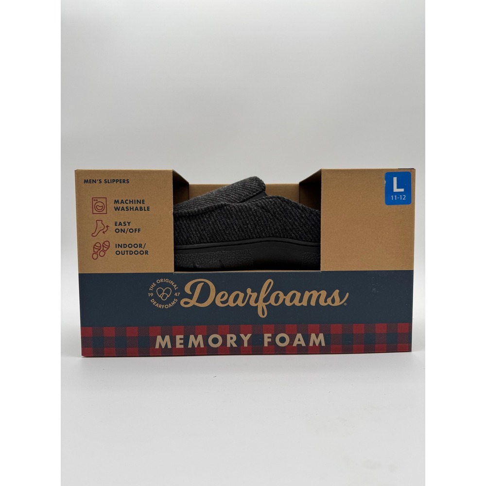 Dearfoams Men's Slippers Black Memory Foam Size 11-12 Slip On Comfort - Picture 6 of 7
